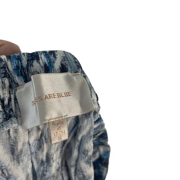 Anthropologie Skies Are Blue Women's Size Small Flowy Printed Blue Tie Shorts - Picture 7 of 8